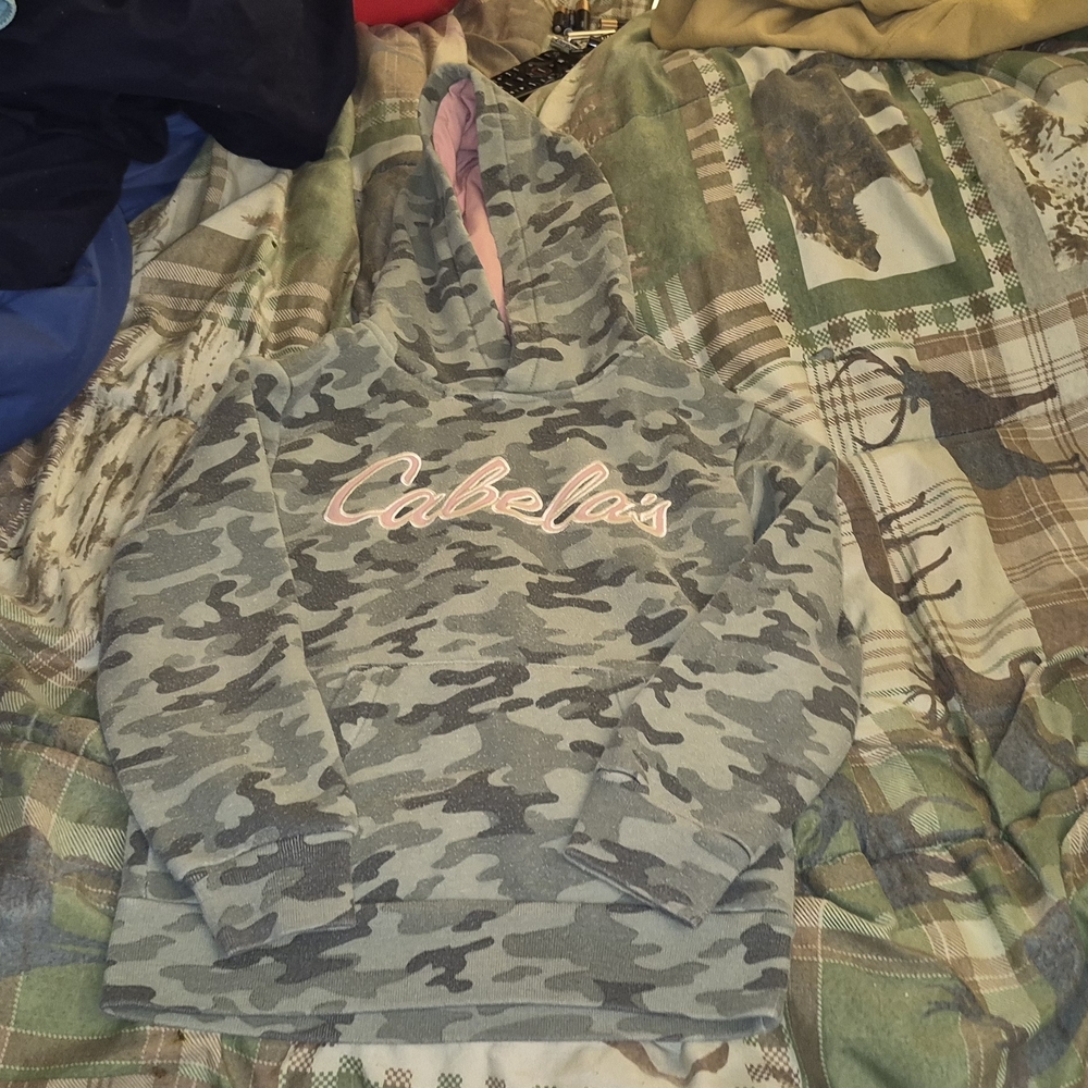 Cabela's Kids Camo Hoodie - Gray and Pink